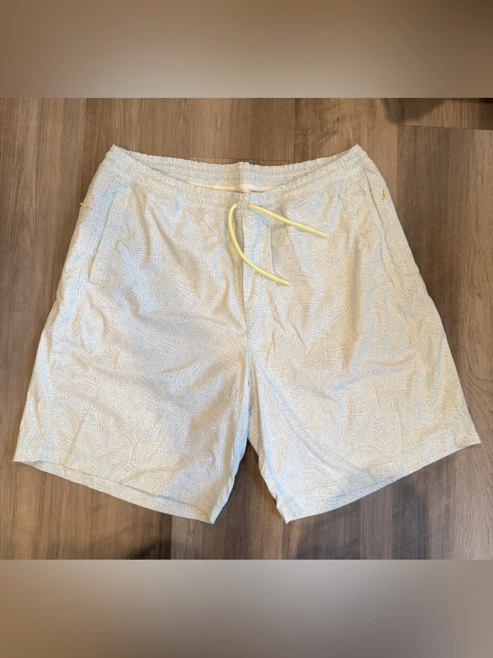 Birddogs Light Blue White Patterned Lined Swim Trunks with